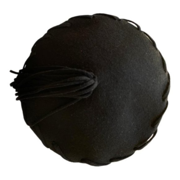 Vintage Black Felt Cap with Long Felt Ribbons Strands - Picture 6 of 10